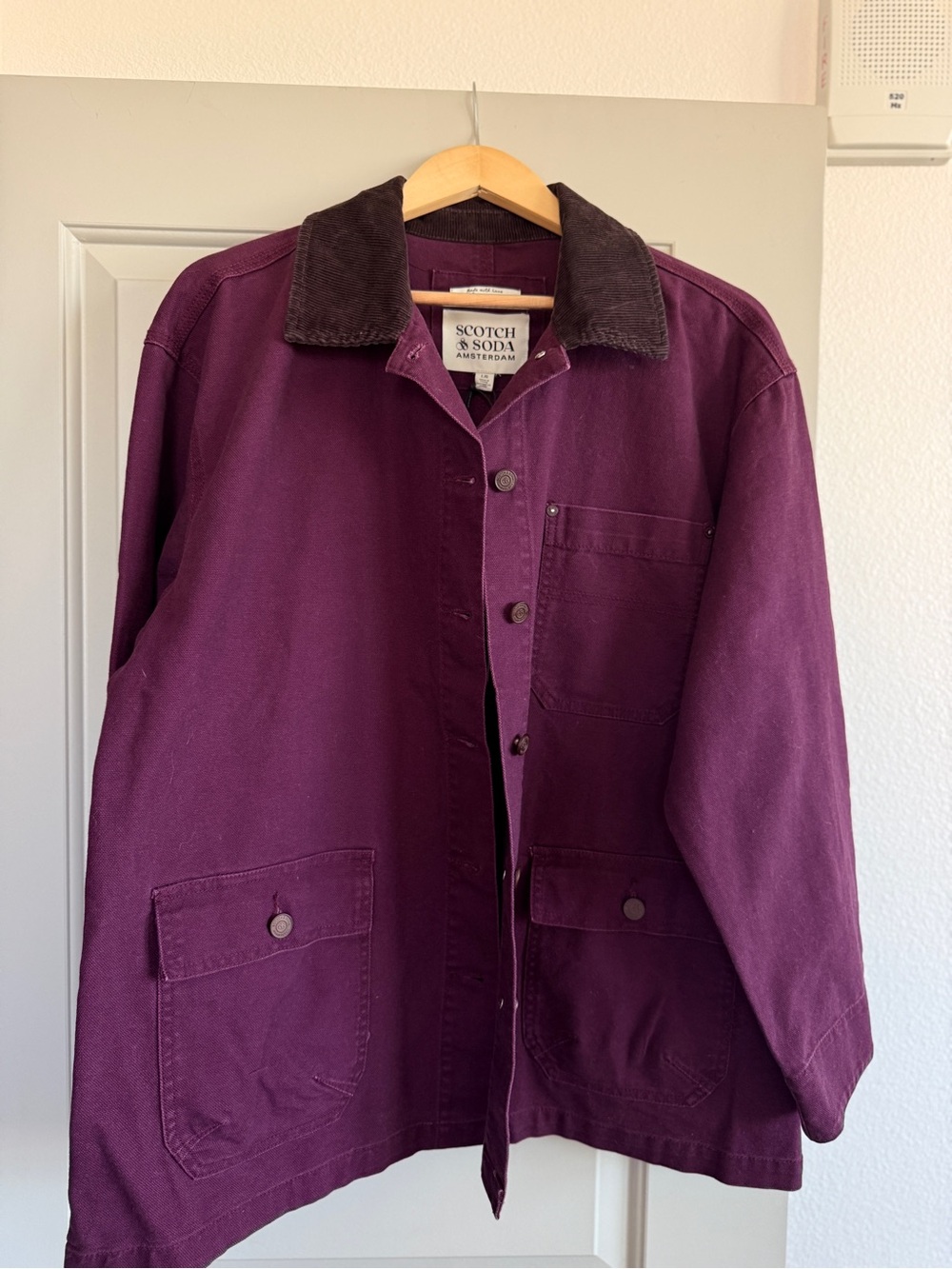 Scotch & Soda Plum Utility Burgundy Jacket with Dark Corduroy Collar - Picture 3 of 4